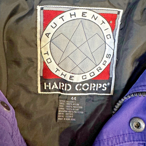 VTG Hard Corps Winters Ski/Snowboarding Jacket Sz L Full Zip Snaps Tuck In Hood - Picture 6 of 12